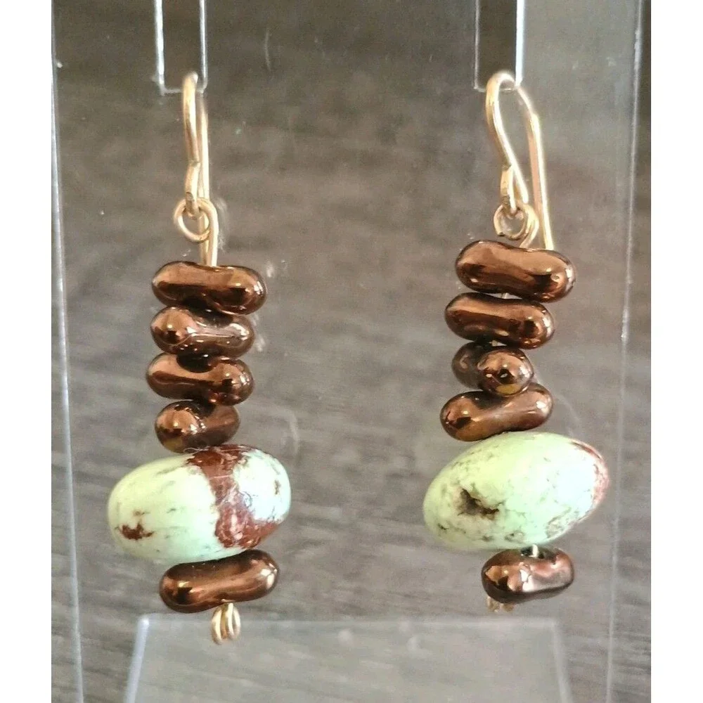 Lemon Chrysoprase Copper Tone Sterling Silver Necklace Bracelet Earrings Vintage